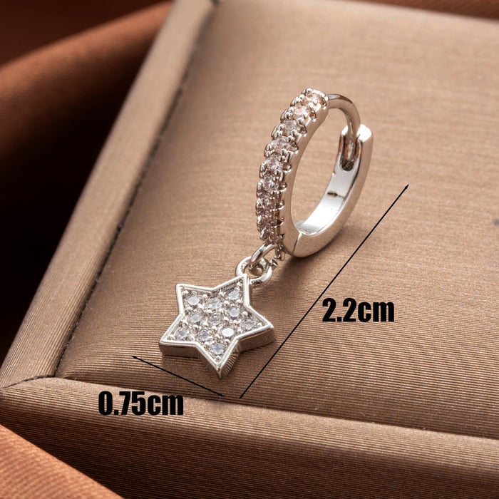 1 Piece Simple Series Classic Star Shape Copper Silver Color Material Zircon Women's Dangle Earrings 